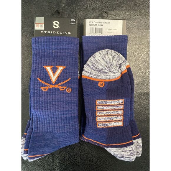 NCAA Strideline - Navy/ Blue - Crew Socks- UVA Cavalier-Unisex - Size M/L 1 pair - Picture 5 of 10